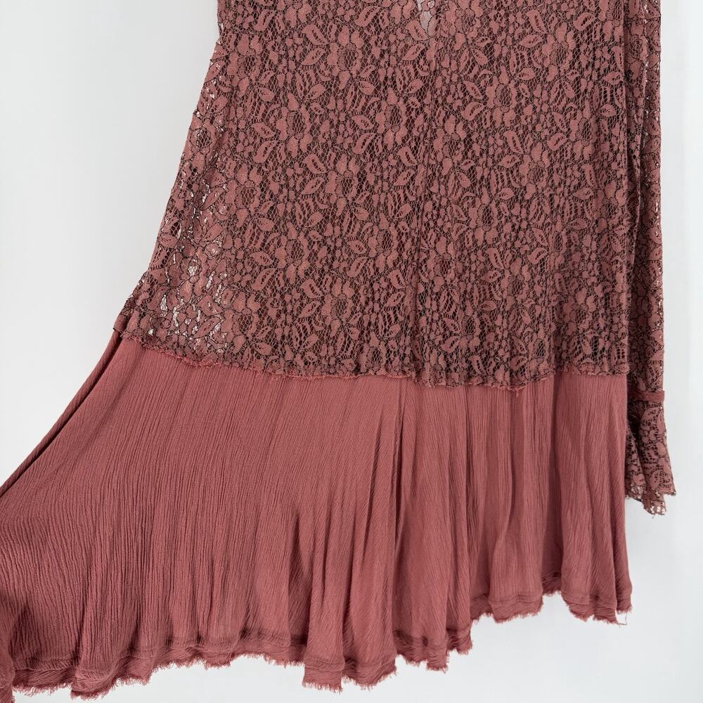 Free People Tell Tale Cutout Lace Tunic Dusty Mauve Taupe Womens Size Medium - Picture 10 of 11